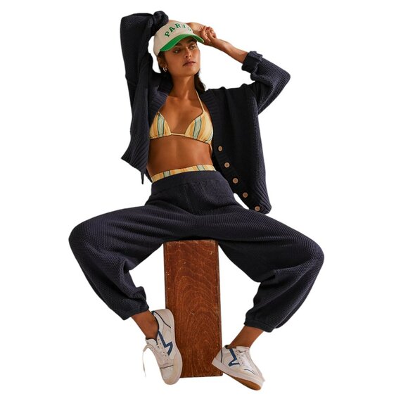 FREE PEOPLE Hailee Cardi Set | Navy - Picture 5 of 13